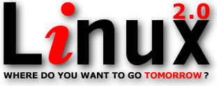 [`Linux 2.0:  Where do you want to go TOMORROW?' logo]